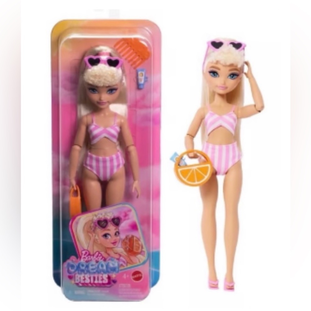 🧚‍♀️Mattel Barbie Dream Besties Doll in Pink Striped Swimsuit